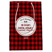 Rustic Red Buffalo Plaid Wood Vakantiefeest Medium Cadeauzakje (Voorkant)