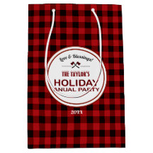 Rustic Red Buffalo Plaid Wood Vakantiefeest