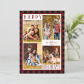 Rustic Red Buffalo Pset 4 Foto collage Feestdagenkaart (Staand voorkant)