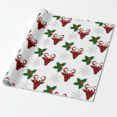 Rustic Red Buffalo Pset Deer Snowflake en Holly Cadeaupapier (Uitgerold)