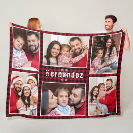 Rustic Red Buffalo Pset Family Photo Collage Fleece Deken
