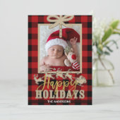 Rustic Red Buffalo Pset Kraft Reindeer Foto (Staand voorkant)