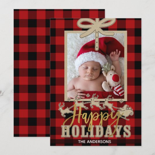 Rustic Red Buffalo Pset Kraft Reindeer Foto (Voorkant / Achterkant)