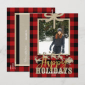 Rustic Red Buffalo Pset Kraft Reindeer Foto Briefkaart (Voorkant / Achterkant)