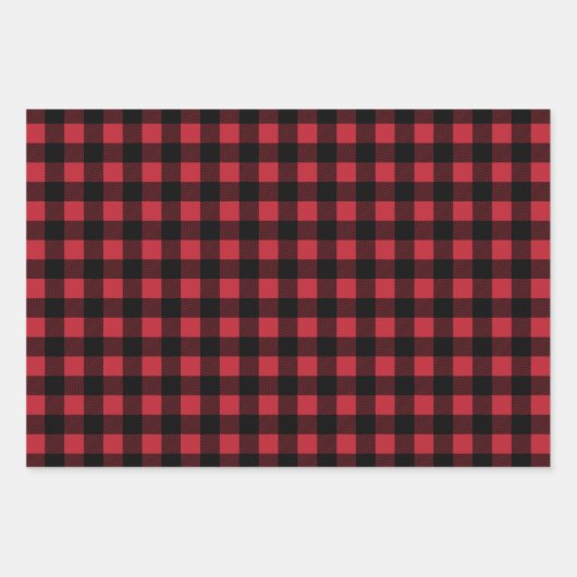 Rustic Red Buffalo Pset Merry kerst Pattern Inpakpapier Vel (Voorkant)
