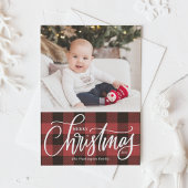 Rustic Red Buffalo Pset Merry-kerstfoto Feestdagen Kaart