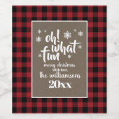 Rustic Red Buffalo Pset Merry Kerstmis Wijn Etiket (Enkel label)