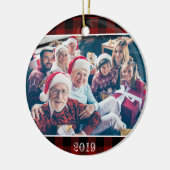 Rustic Red Buffalo Pset met kerstfoto's Keramisch Ornament (Links)