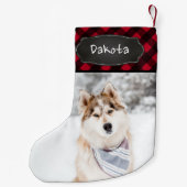 Rustic Red Buffalo Pset Persoonlijke foto Kleine Kerstsok (Achterkant)