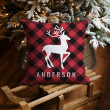 Rustic Red Buffalo Pset Reindeer Monogram