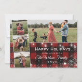 Rustic Red Buffalo Pset String Lights Mason Jars Feestdagenkaart (Voorkant)