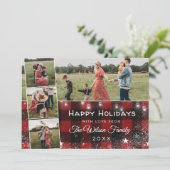 Rustic Red Buffalo Pset String Lights Mason Jars Feestdagenkaart (Staand voorkant)