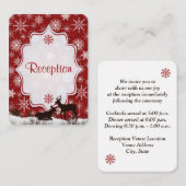 Rustic Red Burlap, Snowflakes, Deer Enclosure Kaar Informatiekaartje (Voorkant / Achterkant)
