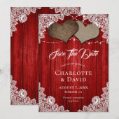 Rustic Red Burlap Wedding Save the Date Kaart (Voorkant / Achterkant)