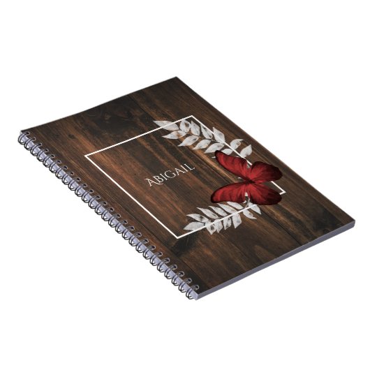 Rustic Red Butterfly - Gepersonaliseerd Notitieboe Notitieboek (Rechterzijde)