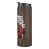 Rustic Red Butterfly gepersonaliseerde thermische Thermosbeker (Geroteerd rechts)