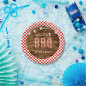 Rustic Red Checkered Vaderdag BBQ Papieren Bordje (Feest)