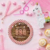 Rustic Red Checkered Vaderdag BBQ Papieren Bordje (Feest)