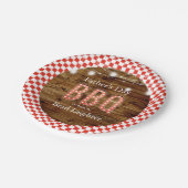 Rustic Red Checkered Vaderdag BBQ Papieren Bordje (Gekanteld)