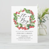 Rustic Red Cherries met een Baby shower van een jo Kaart (Staand voorkant)