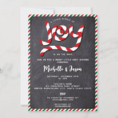 Rustic Red Christmas Candy Cane Joy Baby shower Kaart (Voorkant)