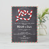 Rustic Red Christmas Candy Cane Joy Baby shower Kaart (Staand voorkant)