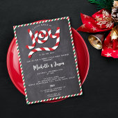 Rustic Red Christmas Candy Cane Joy Baby shower Kaart