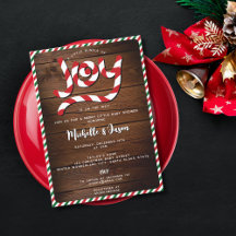 Rustic Red Christmas Candy Cane Joy Baby shower