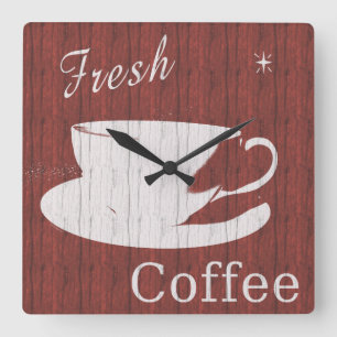 Rustic Red Coffee-klok Vierkante Klok