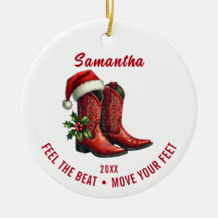 Rustic Red Country Cowboy Boots Ornament