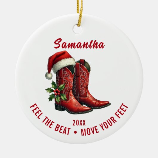 Rustic Red Country Cowboy Boots Ornament (Voorkant)