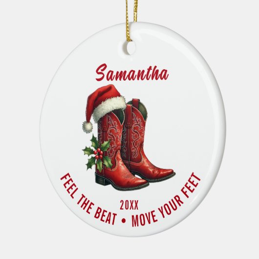 Rustic Red Country Cowboy Boots Ornament (Links)