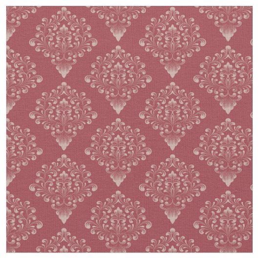 Rustic Red Damask Stof (Close Up)