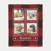 Rustic Red Denim Buffalo Pset Photo Collage Dog Fleece Deken (Voorkant)