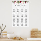 Rustic Red Elegant Floral Seating Chart Poster (Keuken)