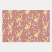 Rustic Red Elegant Snowy Winter Animals Inpakpapier Vel (Voorkant 3)