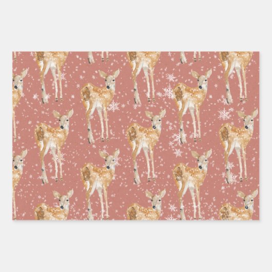 Rustic Red Elegant Snowy Winter Animals Inpakpapier Vel (Voorkant 3)