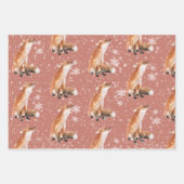 Rustic Red Elegant Snowy Winter Animals Inpakpapier Vel (Voorkant)