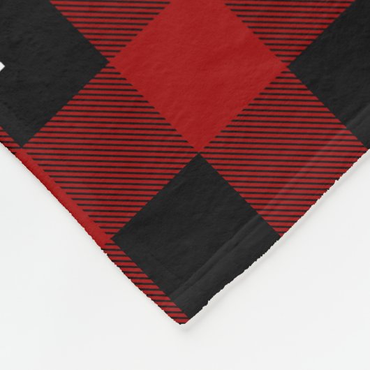 Rustic Red en Black Buffalo Controleer Monogram Na Fleece Deken (Hoek)