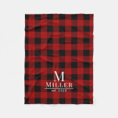 Rustic Red en Black Buffalo Controleer Monogram Na Fleece Deken (Voorkant)