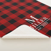 Rustic Red en Black Buffalo Controleer Monogram Na Sherpa Deken (3/4)