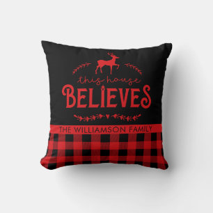 Rustic Red en Black Buffalo Spelnaam Kussen