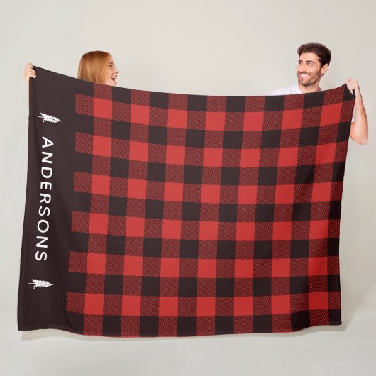 Rustic Red en Black Holiday Flannel op maat Fleece Deken (In situ)