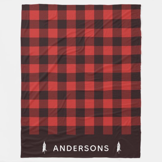 Rustic Red en Black Holiday Flannel op maat Fleece Deken (Voorkant)