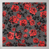 Rustic Red en Black Stem Roos Pattern Poster (Voorkant)