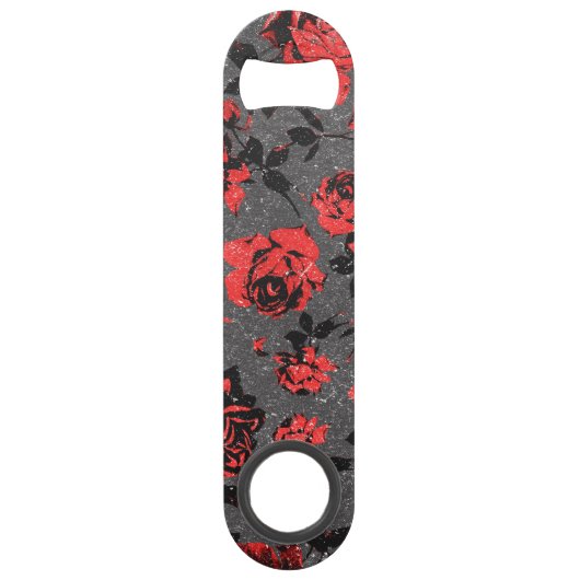 Rustic Red en Black Stem Roos Pattern Speed Flessenopener (Voorkant)