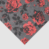 Rustic Red en Black Stem Roos Pattern Tissuepapier (Detail)