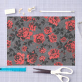 Rustic Red en Black Stem Roos Pattern Tissuepapier (Craft)