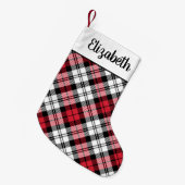 Rustic Red en Black Tartan Gepersonaliseerd Kleine Kerstsok (Voorkant (Hangend))