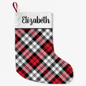 Rustic Red en Black Tartan Gepersonaliseerd Kleine Kerstsok (Voorkant)